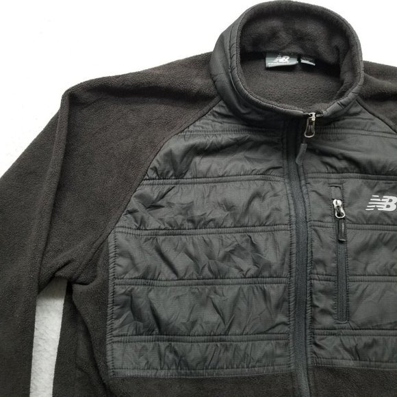 New Balance Jacket Mens Medium Black Zip Fleece Pockets Mock Neck Outdoor - Picture 3 of 11